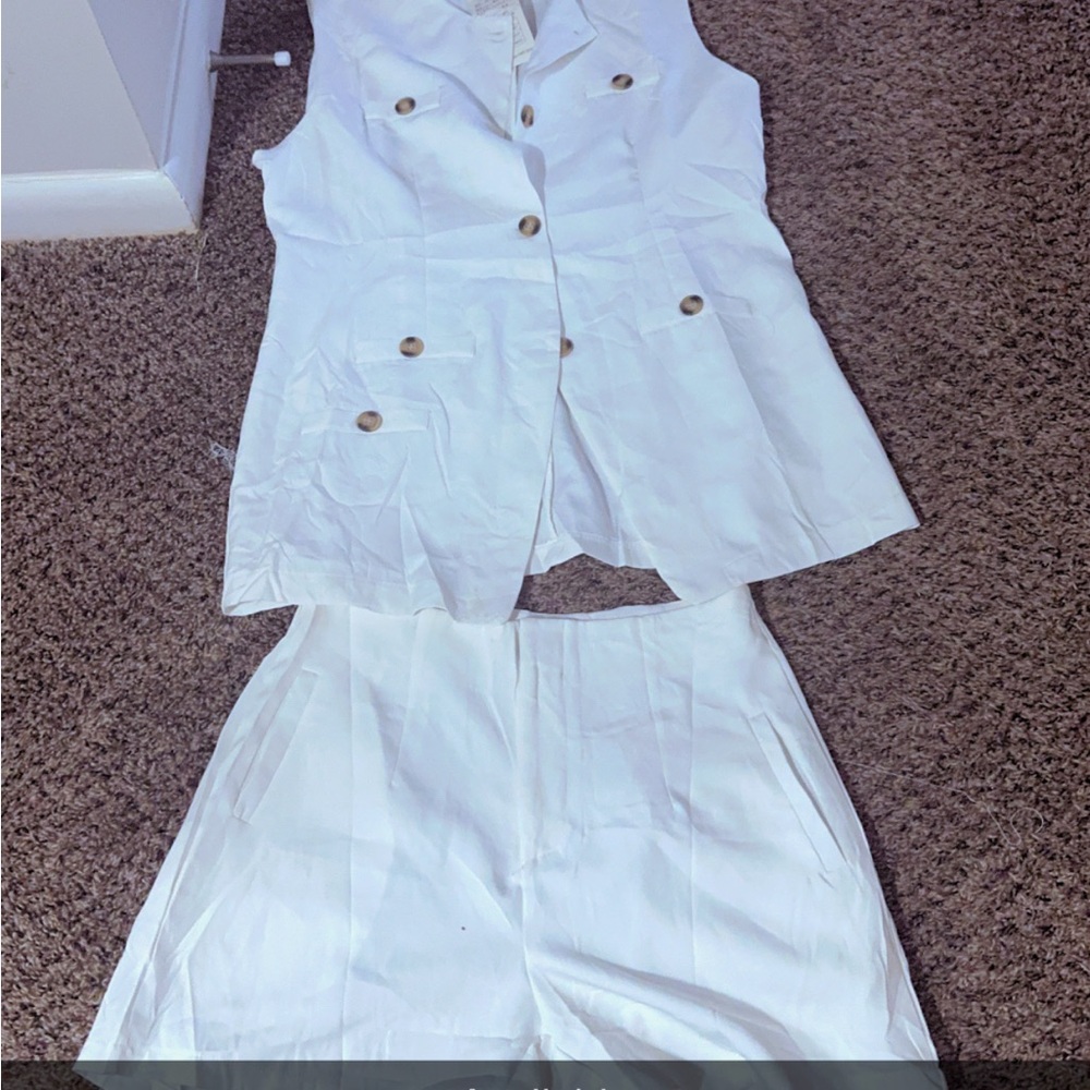 White two piece dress for winter and is size L